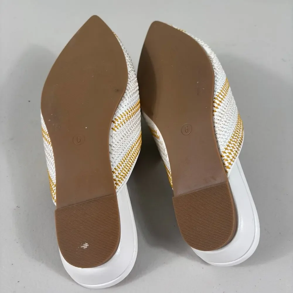 Bellini Festive Women Size 6M White Pointed Toe Woven Casual Slide‎ Mule Sandals - Picture 10 of 10
